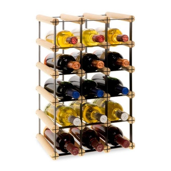 PROREGAL Modulares Weinregal Vinotega Mod Metal HxBxT 52,5 x 32,5 x 24,5 cm 3 x 5 Flaschen Massives Kiefernholz Natur