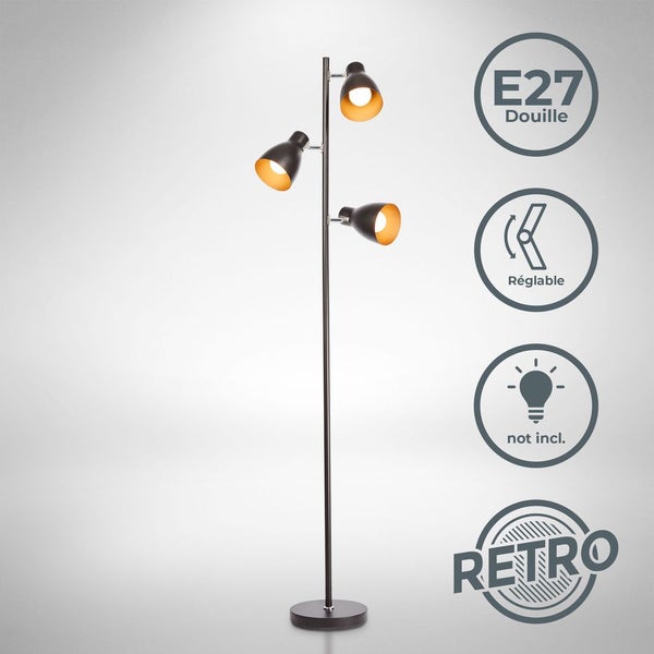Stehlampe - Schalter, schwenkbar, E27 Fassung, max. 25W, Schwarz-Gold