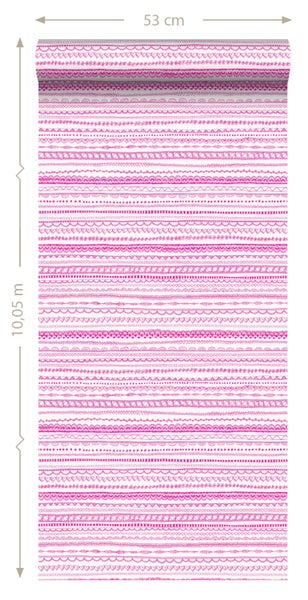 Tapetenrolle mit gemusterten Streifen, 53 cm breit und 10,05 m lang