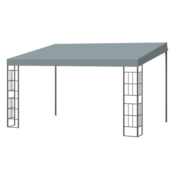 Outsunny Pergola Gartenpavillon 4 x 3 m Überdachung Pavillon Zelt Metall Polyester Grau
