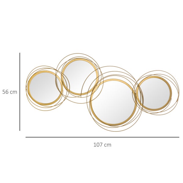HOMCOM Spiegel-Set, 107 x 4 x 56 cm, Metall, Gold