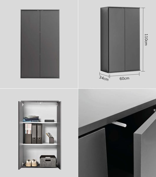 mokebo Schrank Set 2-teilig in Anthrazit 'Die Allzweckwaffe', Set mit Midischrank und Kommode