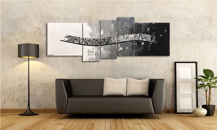 Das schöne Bild -Flowing Contrast- 210x80x2 cm handgemaltes Unikat