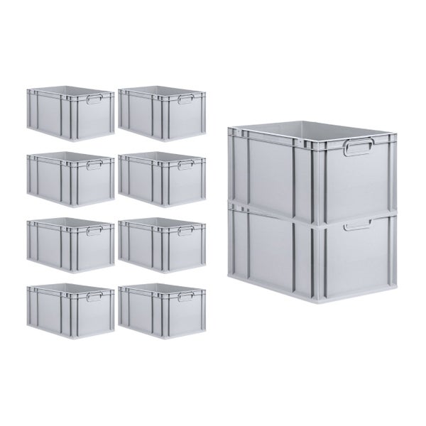 PROREGAL Spar Set 10x Eurobox Nextgen Economy Mit Scharnierdeckel & Roten Schiebeschnappverschlüsse Griffe Geschlossen HxBxT 32 x 40 x 60 cm 65 Liter
