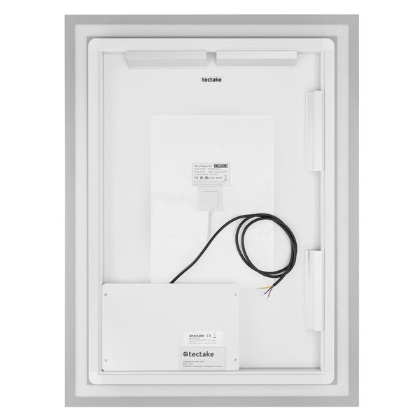 Rückseite eines beleuchteten Spiegels von Tectake mit Antifog-Funktion, inklusive Kabel und Montagevorrichtung
