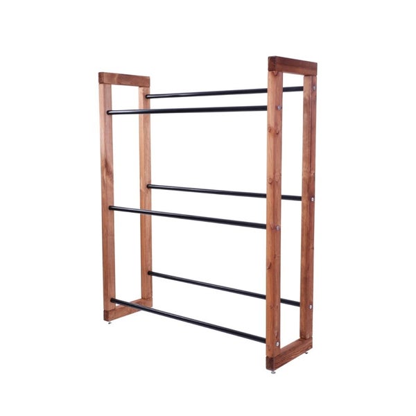 PROREGAL Getränkekistenregal HARZ HxBxT 137x112x35cm 9 Kisten auf 3 Ebenen Massives Kiefernholz Braun geölt