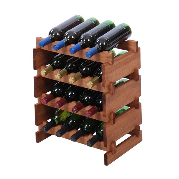 Weinregal VINOTECA FLEX PRO HxBxT 51x46x28cm 16 Flaschen auf 4 Ebenen Massives Kiefernholz Braun geölt