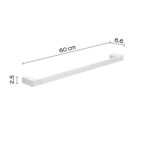 Mattweißer Badetuchhalter 60cm, Wandmontage | Giacinto