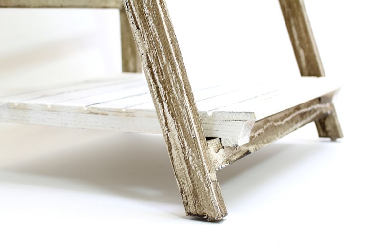 FRANK FLECHTWAREN | Klappregal Shabby, HOLZ, 42 x 38 x 109 cm, platzsparend zusammenklappbar