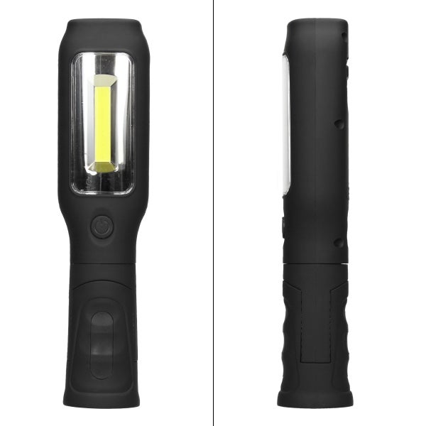 ECD Germany LED COB 3W Arbeitsleuchte Akku | mit Magnet | drehbare Griff | inkl. 2 Haken | Arbeitslampe Handlampe Schwenklampe Taschenlampe Werkstattlampe KFZ