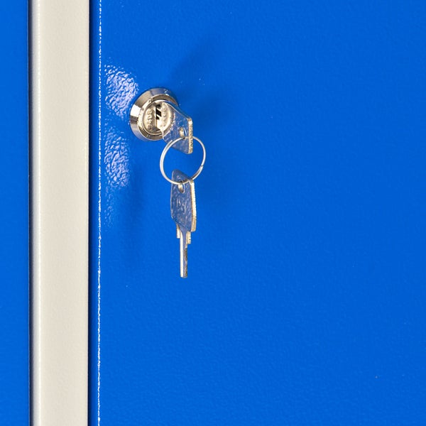 PROREGAL Garderobenschrank Ermine mit 3 Türen HxBxT 178 x 89 x 50 cm Lichtgrau Blau