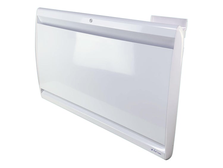 Nahaufnahme eines Heizkörpers mit digitalem Display und Bedienelementen.