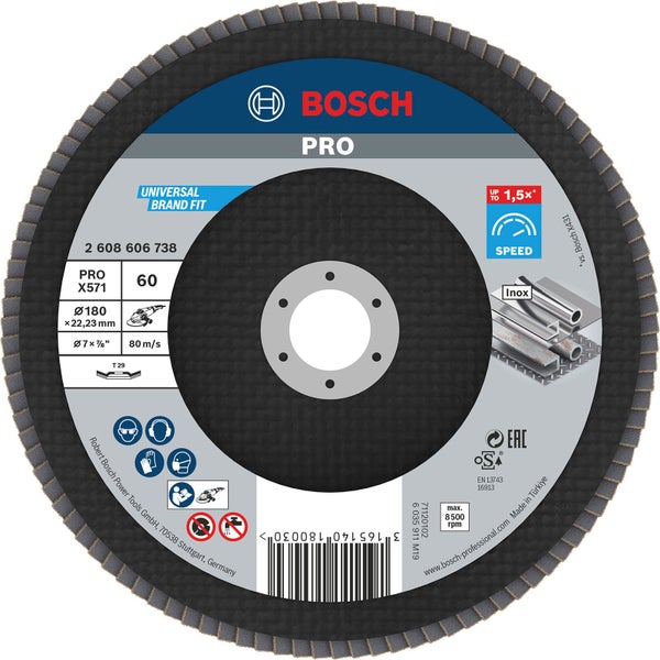 Bosch PRO X571 Fächerscheibe, Durchmesser 180 mm, Körnung 60