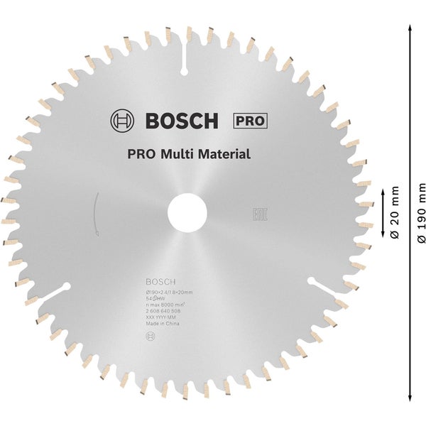 Bosch Kreissägeblatt Pro Multi Material, 190 mm Durchmesser