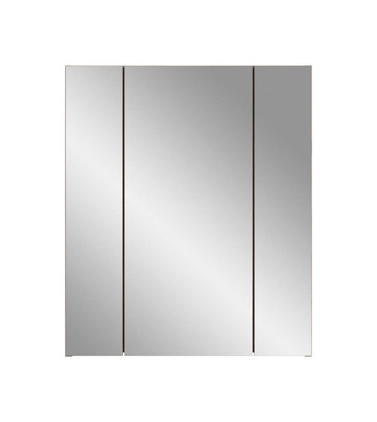 Dreitüriger Spiegelschrank für das Badezimmer mit rahmenloser Spiegelfront.
