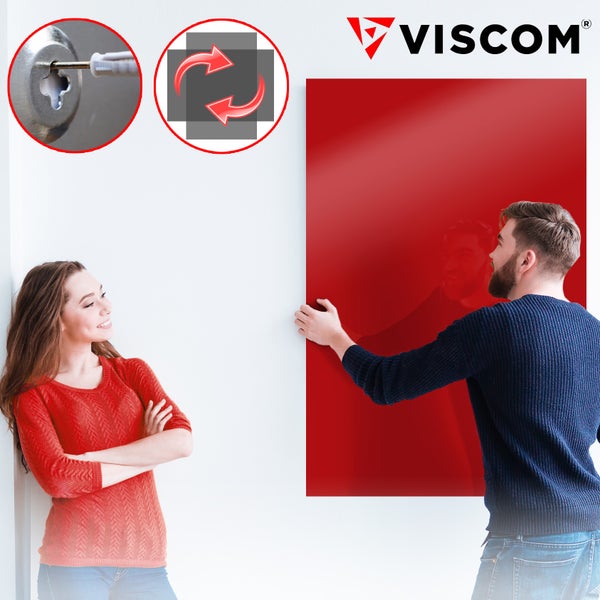 Design Glasmagnettafel MIO - stylisches Glasboard für Zuhause und im Büro - Glastafel beschreibbar und magnetisch - 65x100 cm Rot