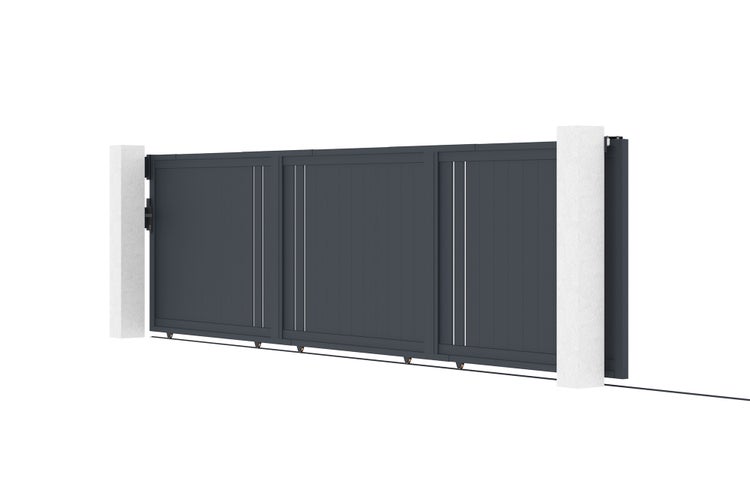 Schiebetor 6m GIONA H.140 graues Aluminium