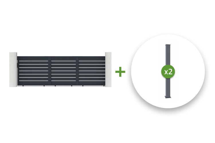 Schiebetor inklusive zwei Zaunpfosten