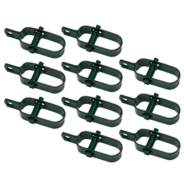 Set aus grünen Drahtspannern aus Metall für Zäune.