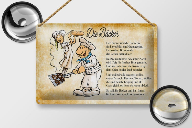 Blechschild Spruch 30x20cm Die Bäcker und die Bäckerin