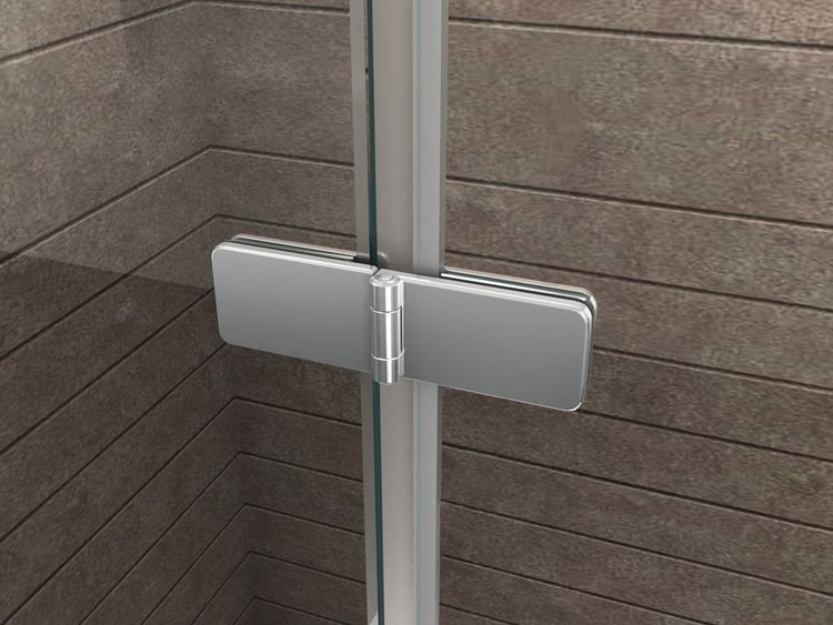 Detailansicht eines Glasbeschlags für eine Duschkabine