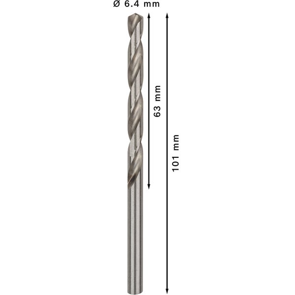 Metallbohrer mit Durchmesser 6.4 mm und Länge 101 mm.