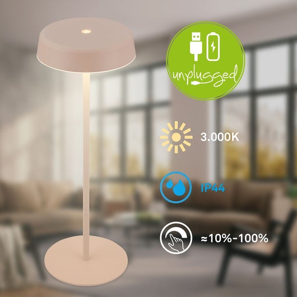 LED Tischlampe Akku LED Tischleuchte Kabellos Dimmbar Touch IP44 Outdoor