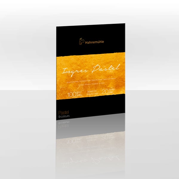 Hahnemühle Ingres Pastel Block, Echt-Bütten Pastellpapier, 100 Gramm pro Quadratmeter, 30 mal 40 Zentimeter, 20 Blatt, 9 Farben.