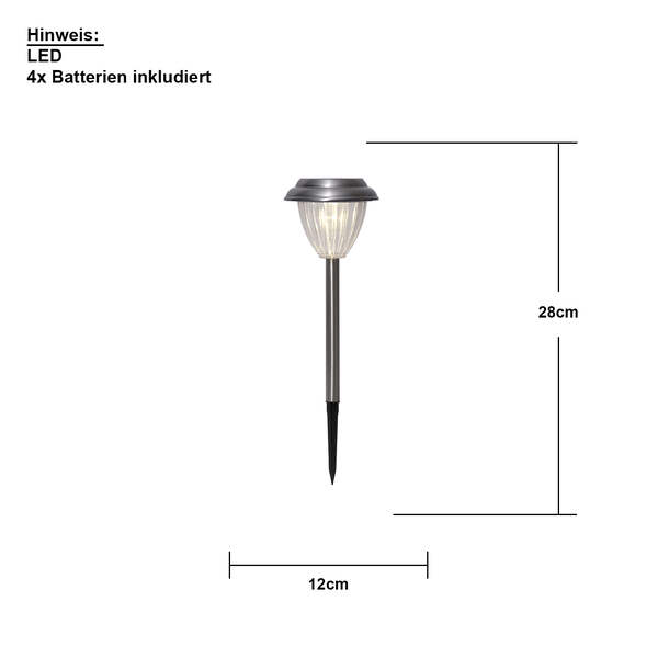 LED-Gartenleuchte mit Batteriebetrieb, circa 28 cm hoch