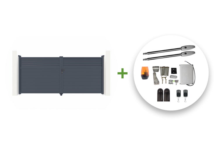 CARPATIA 400B160 graues elektrisches Flügeltor + TANKER B250-Motorisierung