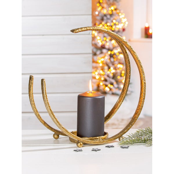 Kerzenleuchter GILDE Kerzenhalter Höhe 33cm Breite 34cm goldfarben Aluminium