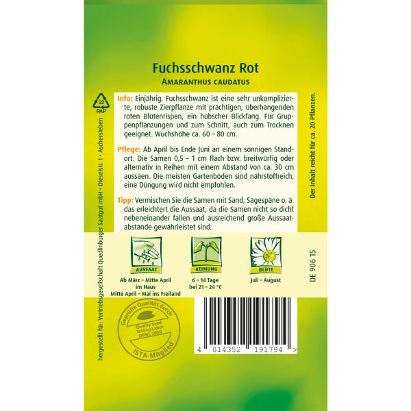 Fuchsschwanz Rot Samen von Quedlinburger SAATGUT