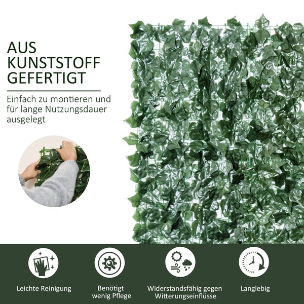Outsunny Künstliche Hecke, 300 x 150 cm, Stoff, PE, Dunkelgrün