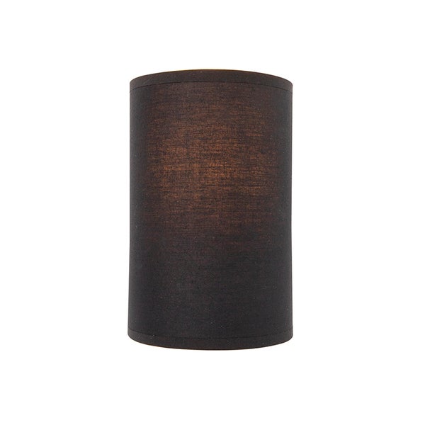 Zylindrischer Lampenschirm aus schwarzem Stoff.