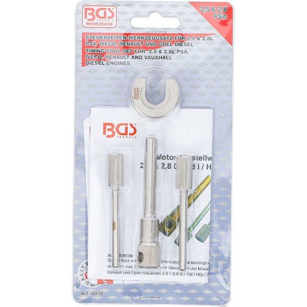 BGS Werkzeugsatz für 2,5 und 2,8 Liter PSA, Iveco, Renault und Opel Dieselmotoren in Verpackung