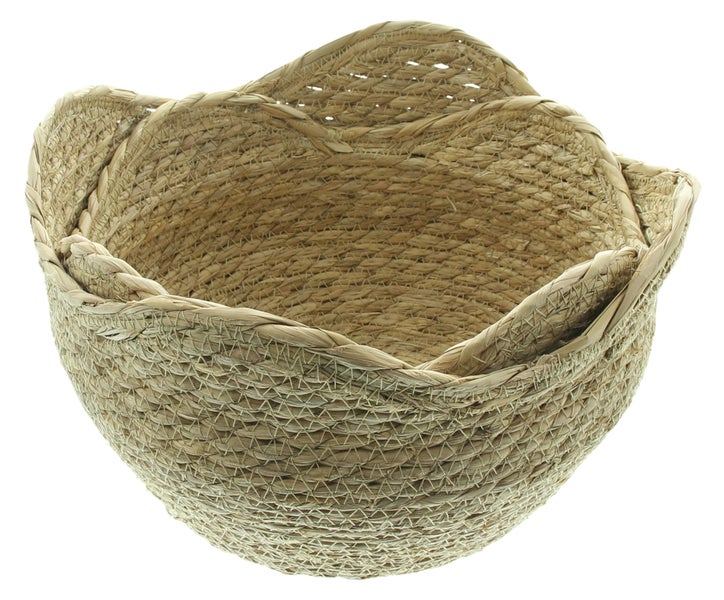 FRANK FLECHTWAREN|Universalkorb Waves, 2er Set, Ø 26 x 13 cm, Ø 28 x 18 cm, SEEGRAS