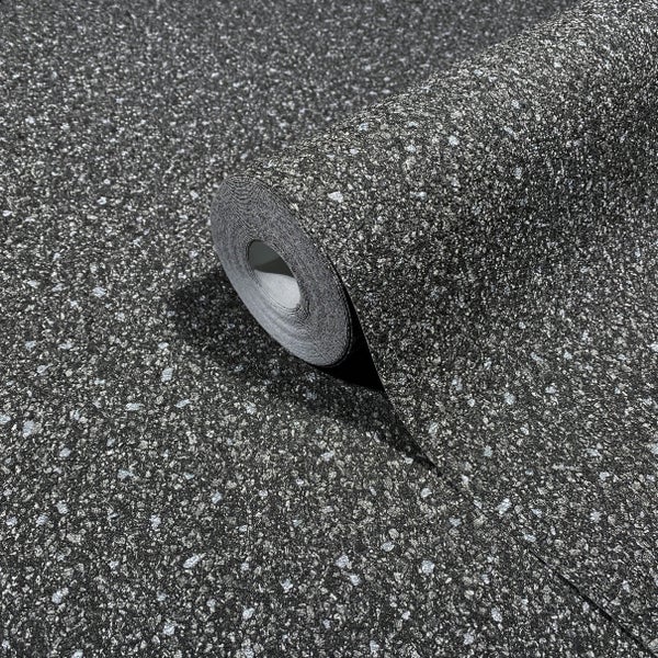 Tapete Schwarz Silber Struktur Vliestapete für Schlafzimmer Wohnzimmer oder Küche Made in Germany 10,05 x 0,53m