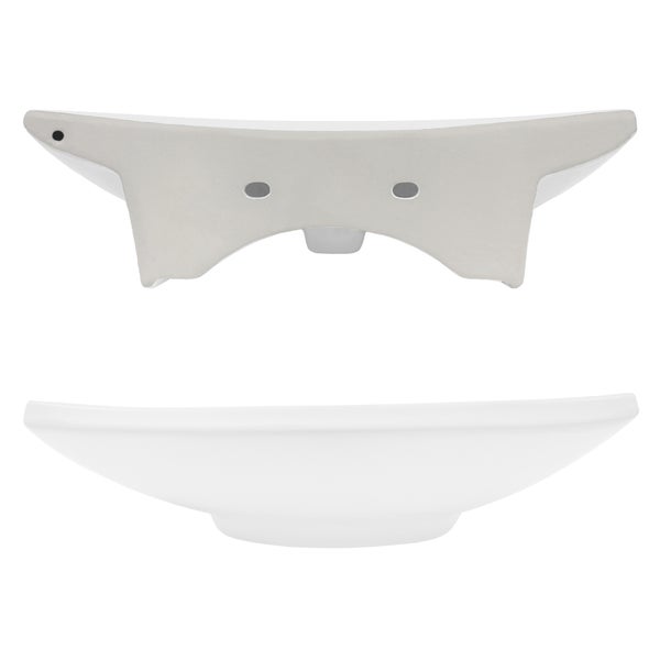 ECD Germany Waschbecken Waschtisch 605 x 460 x 165 mm aus Keramik Weiß Aufsatzbecken Aufsatzwaschbecken Handwaschbecken Aufsatzwaschtisch Spülbecken Becken Wasserfall Waschschale Waschschüssel