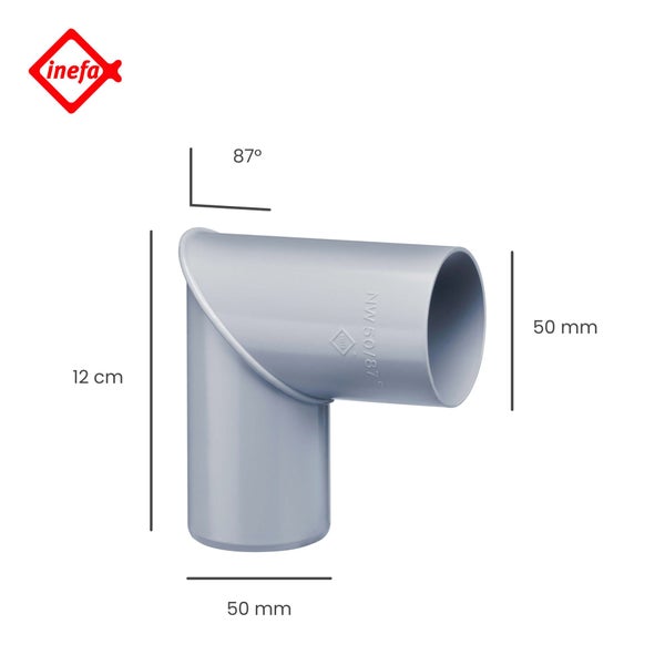 Inefa Bogen 87 Grad Kunststoff Durchmesser 50 Millimeter Höhe 12 Zentimeter Inefa Logo