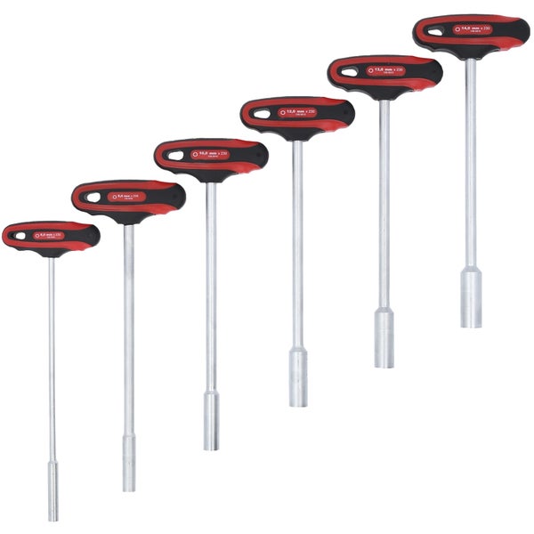 Sechs T-Griff Steckschlüssel in verschiedenen Größen