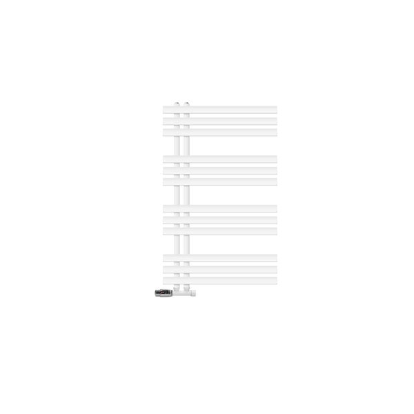 LuxeBath Badheizkörper Iron EM 600x1000 mm Weiß Mittelanschluss mit Anschlussgarnitur und Thermostat Eck Wand, Design Heizkörper Bad Heizung Handtuchwärmer Handtuchtrockner Handtuchheizkörper
