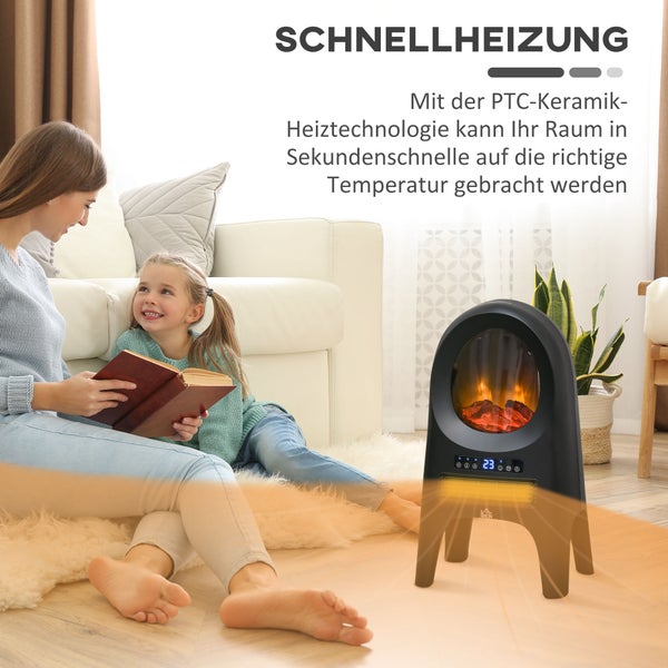 HOMCOM Heizlüfter, 33,7x25,5 x60,4cm, ABS, Schwarz