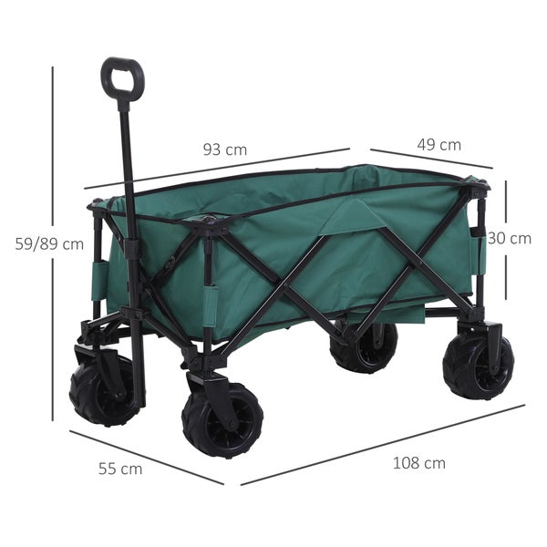 Outsunny Bollerwagen, 108L x 55B x 61-91H cm, Metall, Oxford-Stoff, grün