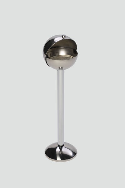 PROREGAL Klassischer Kugelascher Mit Kippensieb Mit Standfuß HxBxT 30 x 26 x 26 cm Edelstahl
