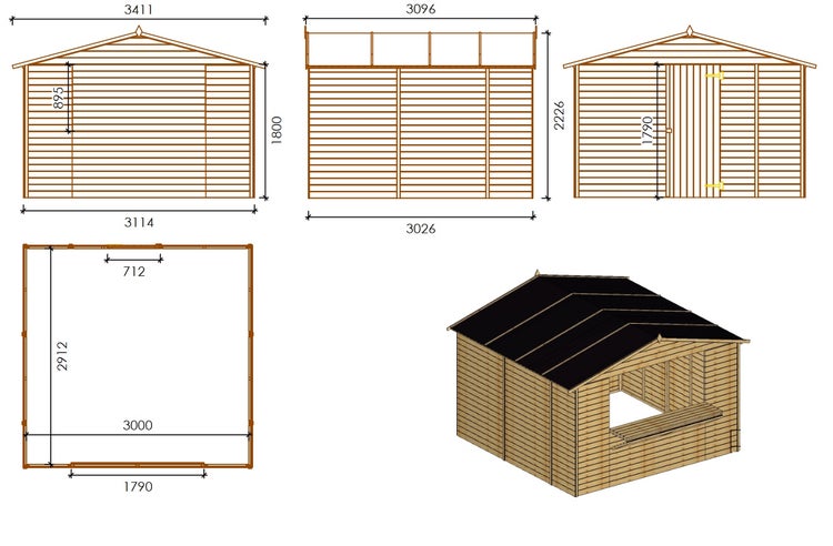 Kiosk-Handelshaus 9,42m2 - 3,11x3,03m - 19mm