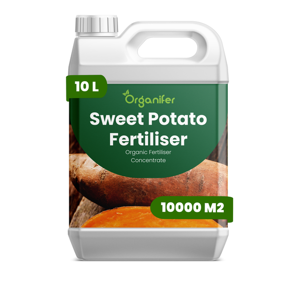 Organifer Logo, Süßkartoffel-Dünger, organisches Düngerkonzentrat, 10 Liter für 10000 Quadratmeter.