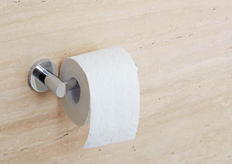 Villeroy & Boch Elements - Tender Toilettenpapierhalter ohne Deckel, Klopapierhalter für Wandmontage, Klorollenhalter aus Zink, WC-Papierhalter rund, Chrom