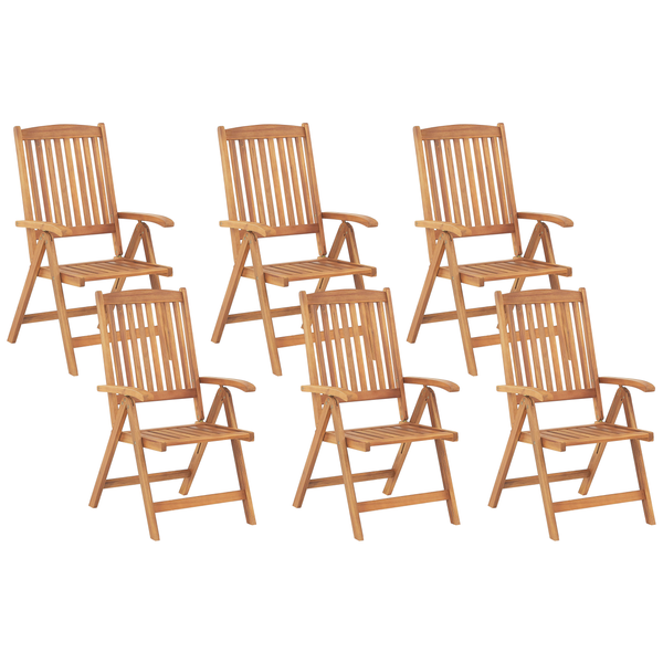 Gartenstuhl 6er Set JAVA Akazienholz Hellbraun