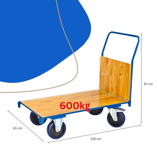 PROREGAL Transportwagen Pro HxBxL 97 x 61 x 116 cm Traglast 600 kg Lichtblau