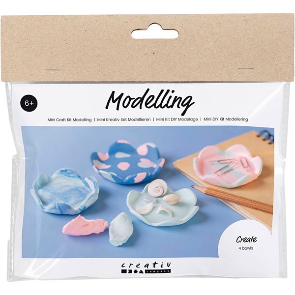 Creativ Company  Mini Kreativ Set Modellieren, Schalen, Pastellblau, Hellpink